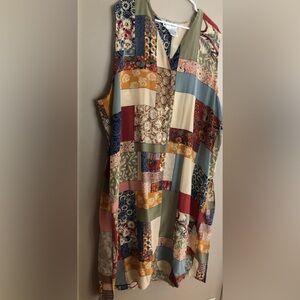 Diane Gilman Multicolor Patchwork Swim Coverup